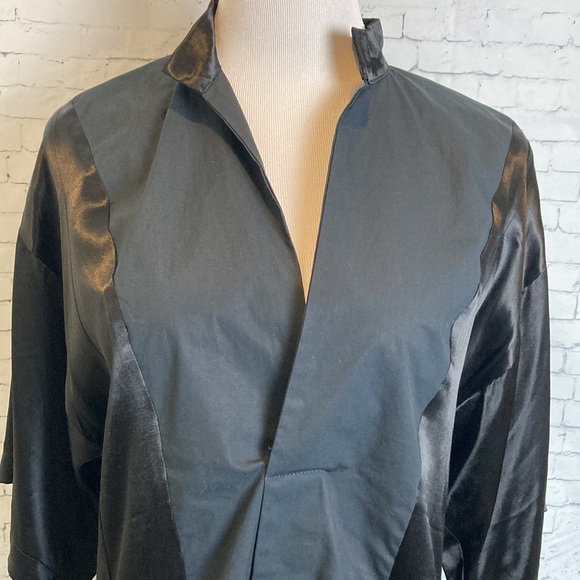 Collection Privee? Italian Smock Dress Tunic Mixed Cotton Satin Dolman Sleeve 42 - Picture 3 of 16